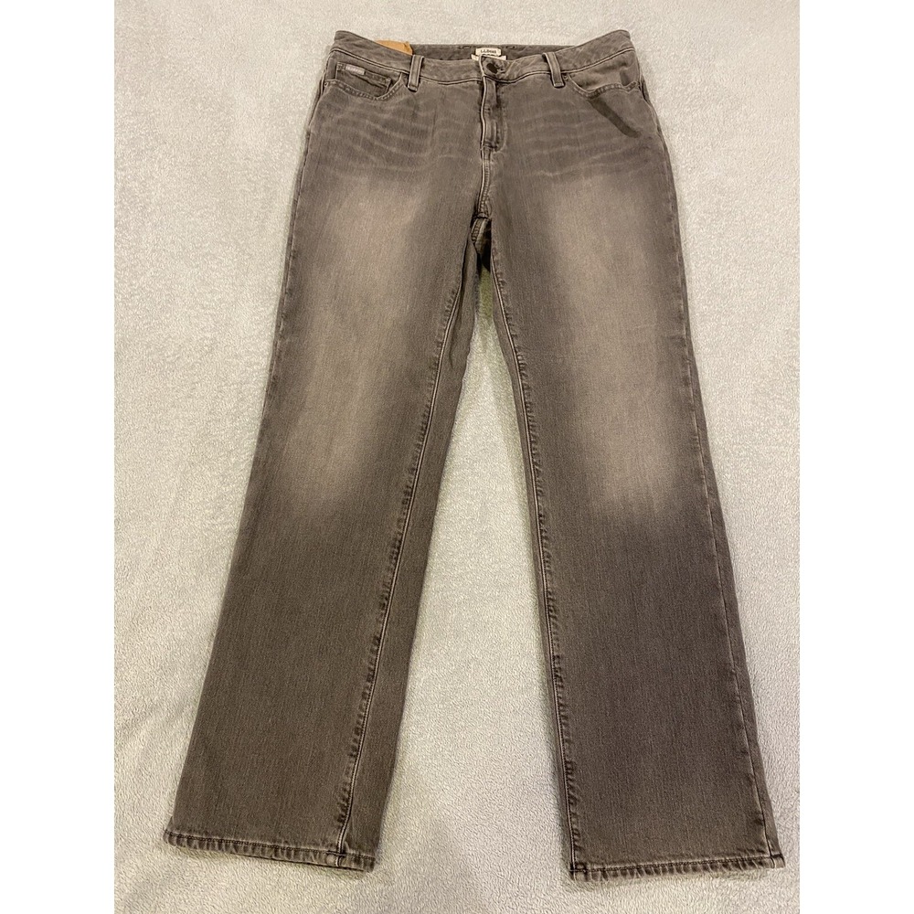 LL Bean Favorite Fit Straight Leg Flannel Lined Denim Jeans 12 Reg Gray 32x30